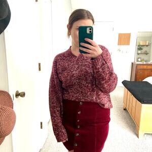 Vintage Red White V Neck Sweater XL